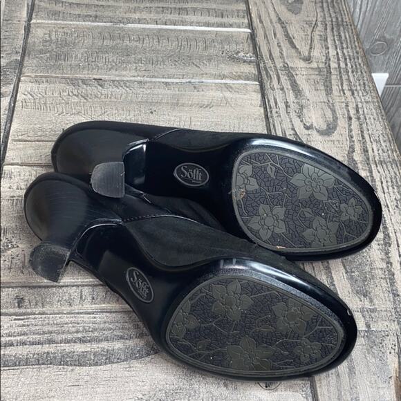 Sofft Pleated Leather Suede Slip On Heels 8M - Picture 8 of 9